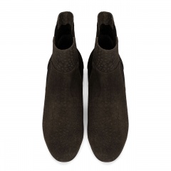 Ciemnobrązowe welurowe botki z gumą 5AD28913818Z