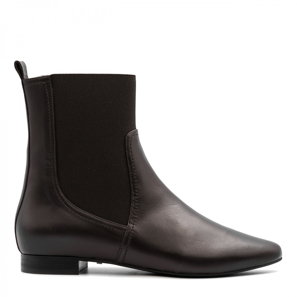 Brązowe skórzane botki z gumą 5AD28915125Z