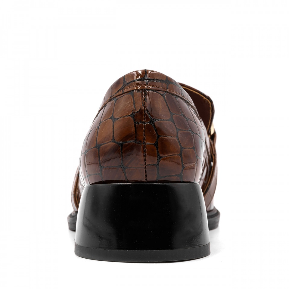 Brązowe półbuty w krokodyli wzór 5ADKRIS2222L