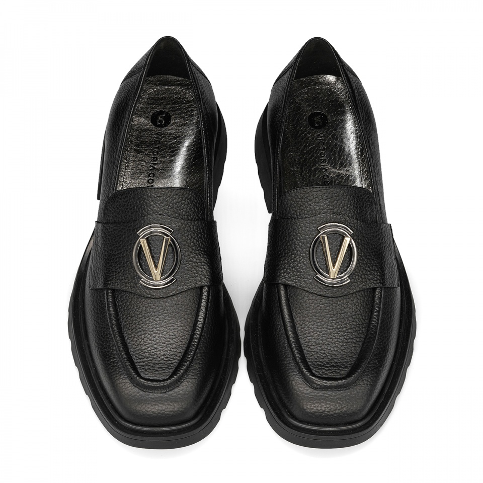 Czarne skórzane półbuty 5ADKRIS1524L