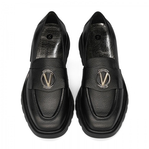 Czarne sk&oacute;rzane p&oacute;łbuty 5ADKRIS1524L