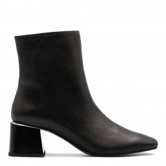 Czarne skórzane botki na klocku 5AD185408422Z