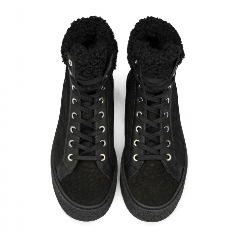 Czarne zamszowe sportowe botki 5ADPEGI1524Z