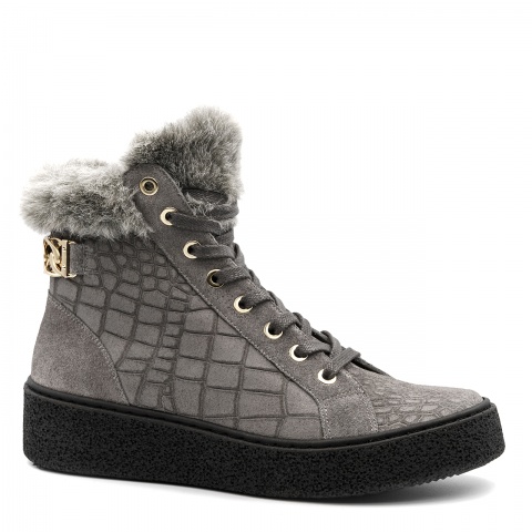 Szare zamszowe sportowe botki 5ADPEGI1524Z