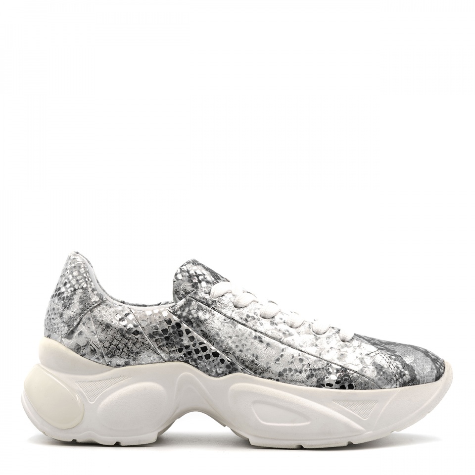 Srebrne skórzane sneakersy 5ADS52024L