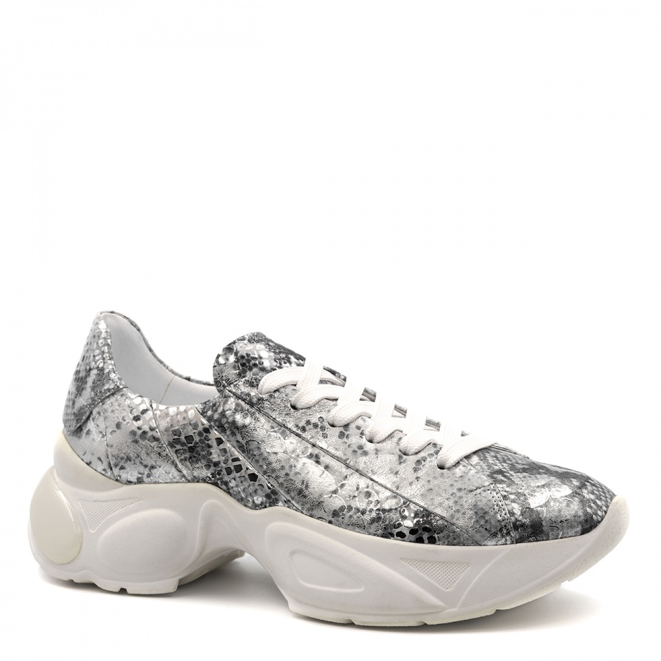 Srebrne skórzane sneakersy 5ADS52024L