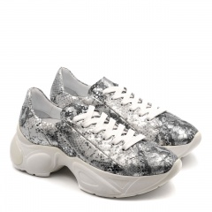 Srebrne skórzane sneakersy 5ADS52024L