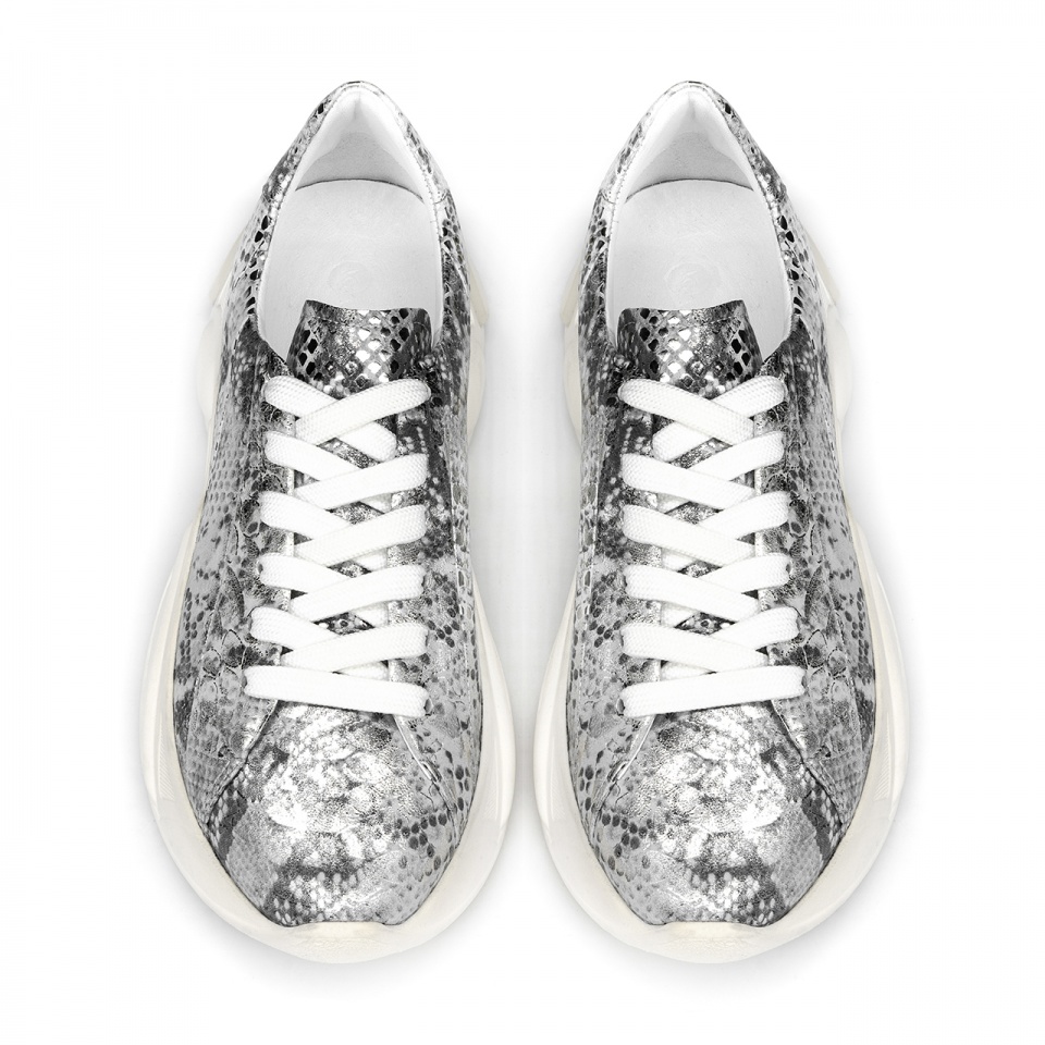 Srebrne skórzane sneakersy 5ADS52024L