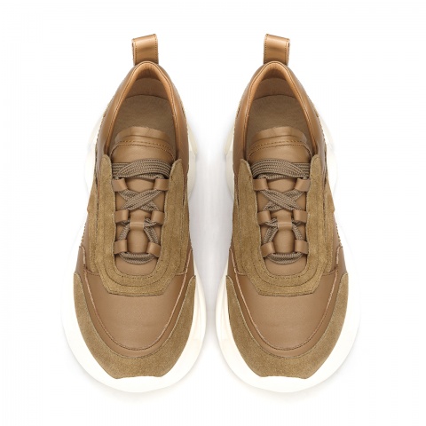 Brązowe sk&oacute;rzane sneakersy 5ADS51824L