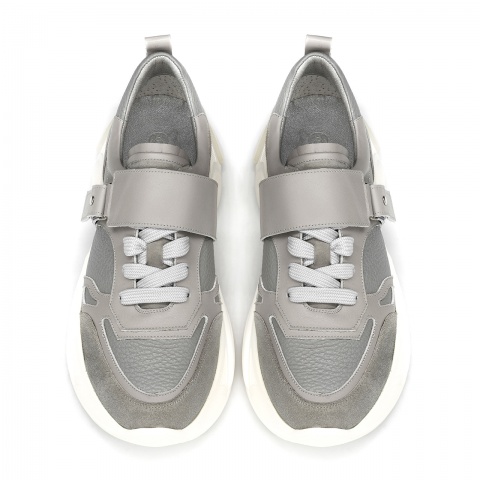 Szare sk&oacute;rzane sneakersy 5ADS51924L