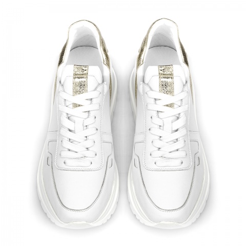 Biało-złote sk&oacute;rzane sneakersy 5ADTIRET404421L