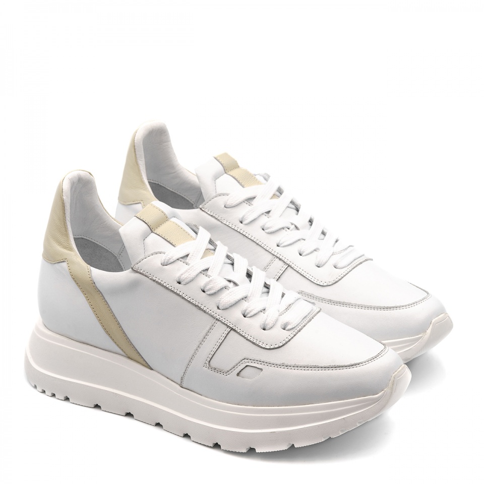 Biało-beżowe skórzane sneakersy 5ADTIRET404421L