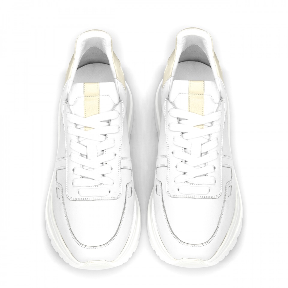 Biało-beżowe skórzane sneakersy 5ADTIRET404421L