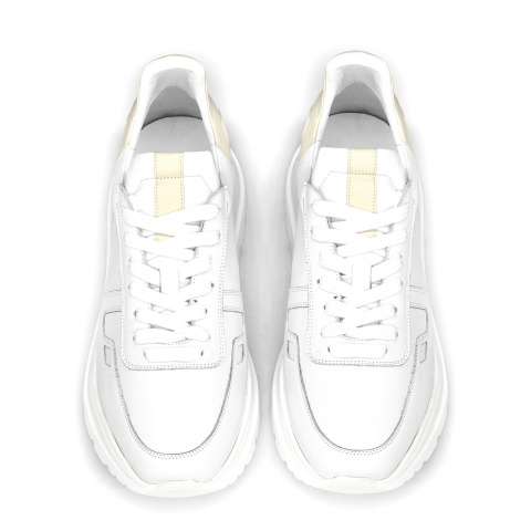 Biało-beżowe sk&oacute;rzane sneakersy 5ADTIRET404421L