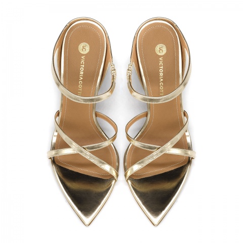 Złote sk&oacute;rzane klapki 5AD001812624L2