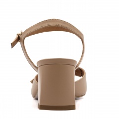 Cappuccino skórzane sandały na klocku 5AD02695725L