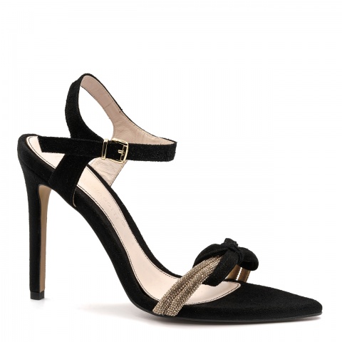 Czarne sandały z cyrkoniami 5AD001812724L