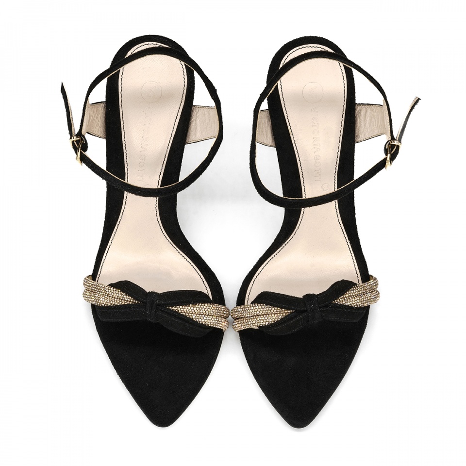 Czarne sandały z cyrkoniami 5AD001812724L