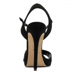 Czarne zamszowe sandały na szpilce 5ADB86407120L