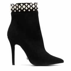 Czarne zamszowe kozaki z ćwiekami 5AD006847