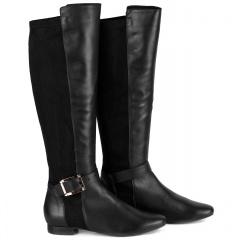 Czarne skórzane kozaki z klamrą 5AD28914018Z