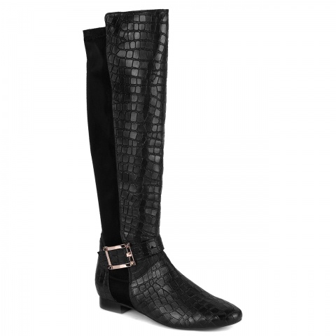 Czarne kozaki w krokodyli wzór 5AD28914018Z