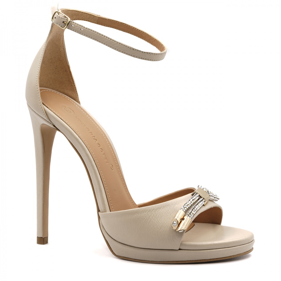 Beżowe skórzane sandały szpilki 5ADB86409124L