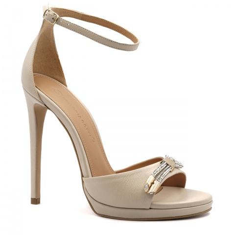 Beżowe skórzane sandały szpilki 5ADB86409124L