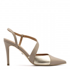 Beżowe skórzane otwarte czółenka 5AD00165920L