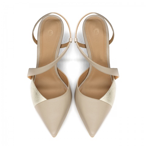 Beżowe sk&oacute;rzane otwarte cz&oacute;łenka 5AD00165920L