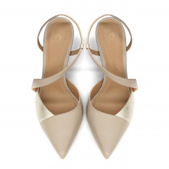 Beżowe skórzane otwarte czółenka 5AD00165920L