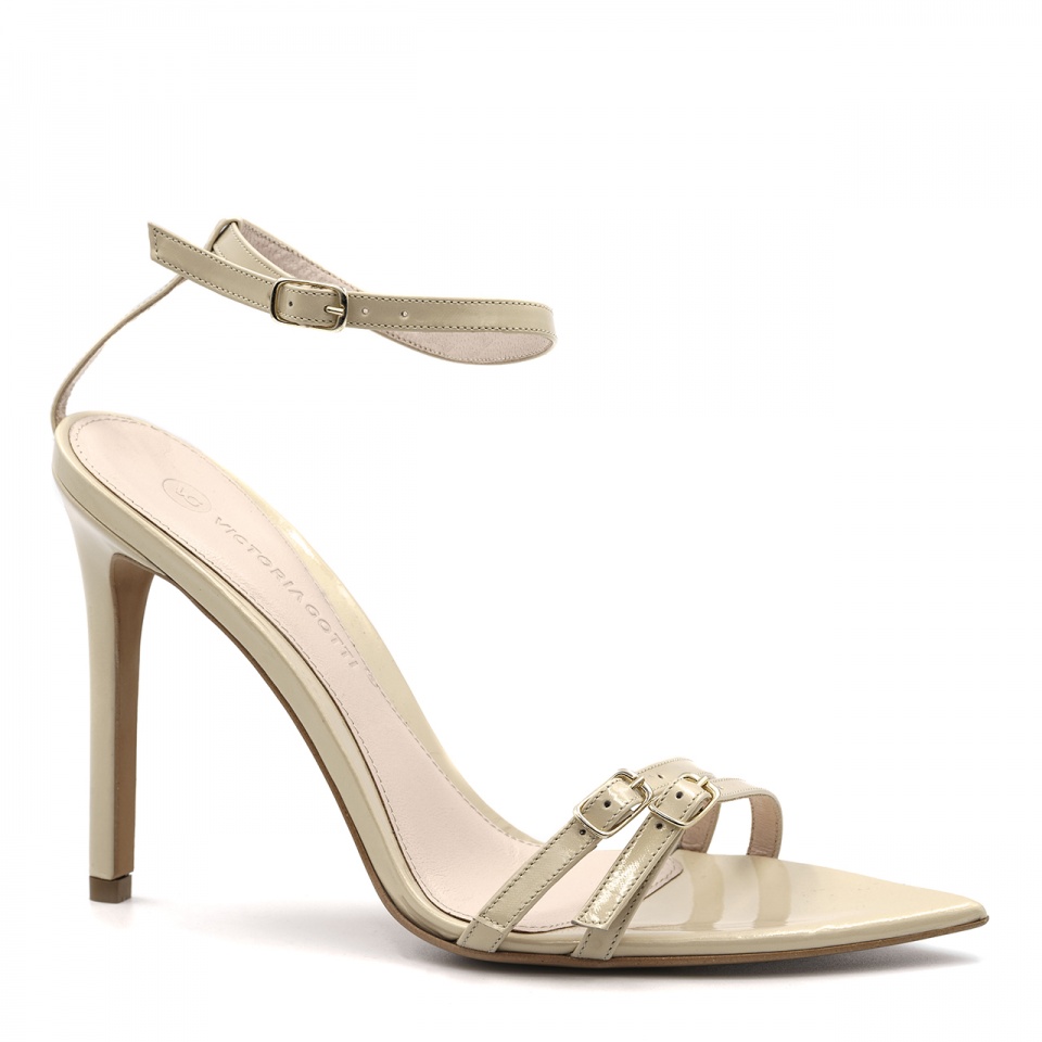 Ecru skórzane sandały 5AD001814024L