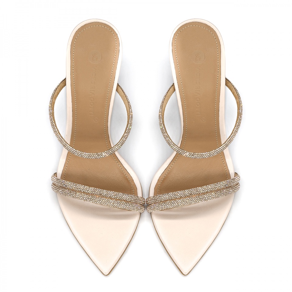 Beżowe klapki z cyrkoniami 5AD001812424L