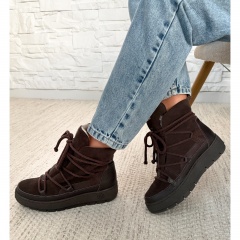 Brązowe welurowe ocieplane botki 280S