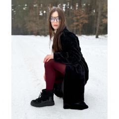 Czarne welurowe sznurowane botki 237D