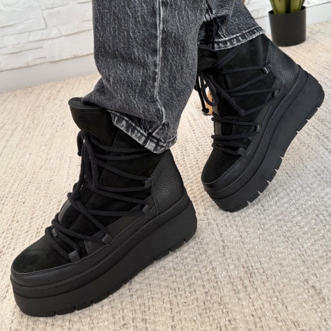 Czarne welurowe botki na platformie sohimmo 280G