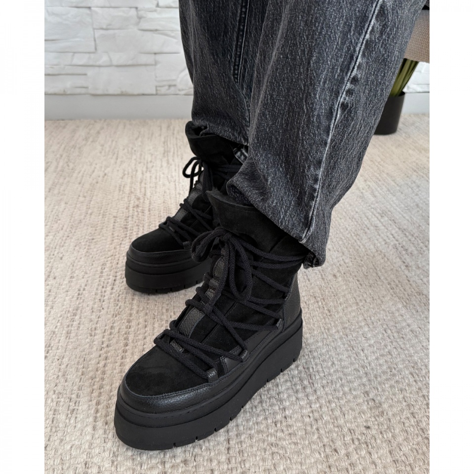 Czarne welurowe botki na platformie sohimmo 280G