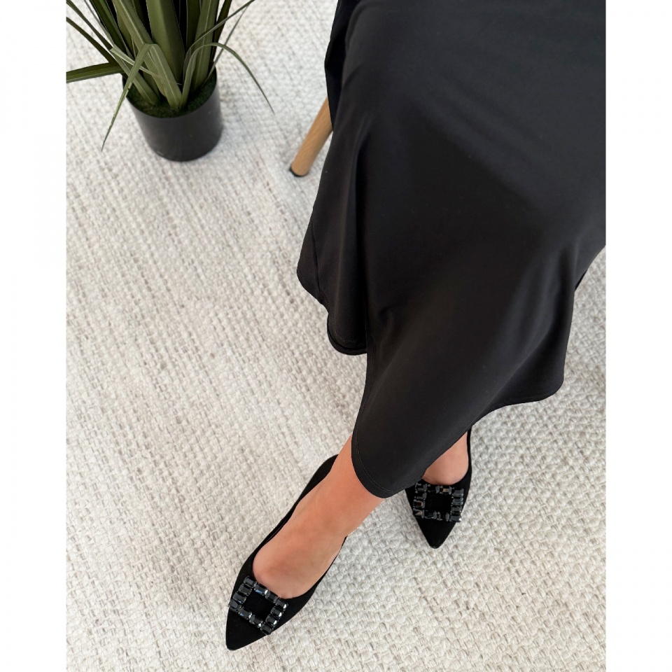 Czarne zamszowe wysokie szpilki 129C