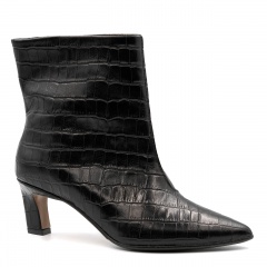 Czarne skórzane botki w krokodyli wzór 210F
