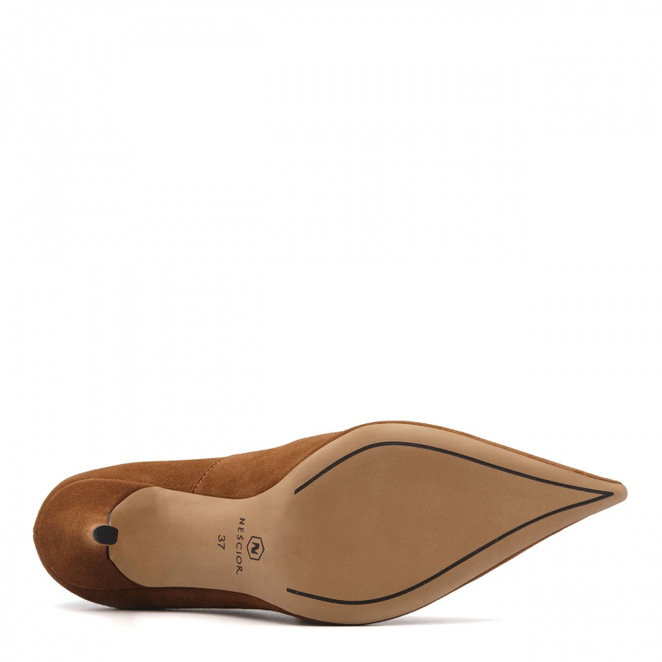 Rude zamszowe szpilki z długim czubem 142B