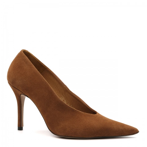 Rude zamszowe szpilki z długim czubem 142B