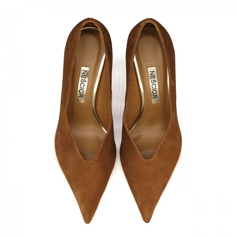 Rude zamszowe szpilki z długim czubem 142B