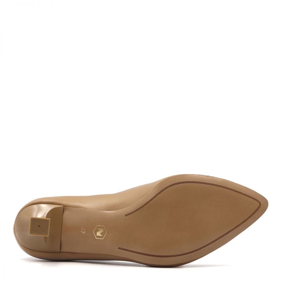 Karmelowe skórzane czółenka 264E