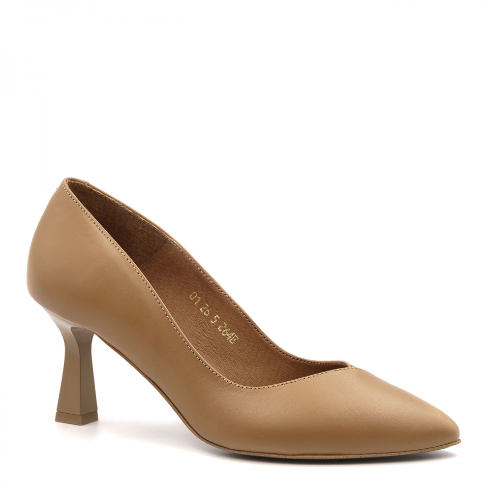 Karmelowe skórzane czółenka 264E