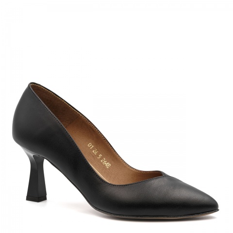 Czarne skórzane czółenka 264E