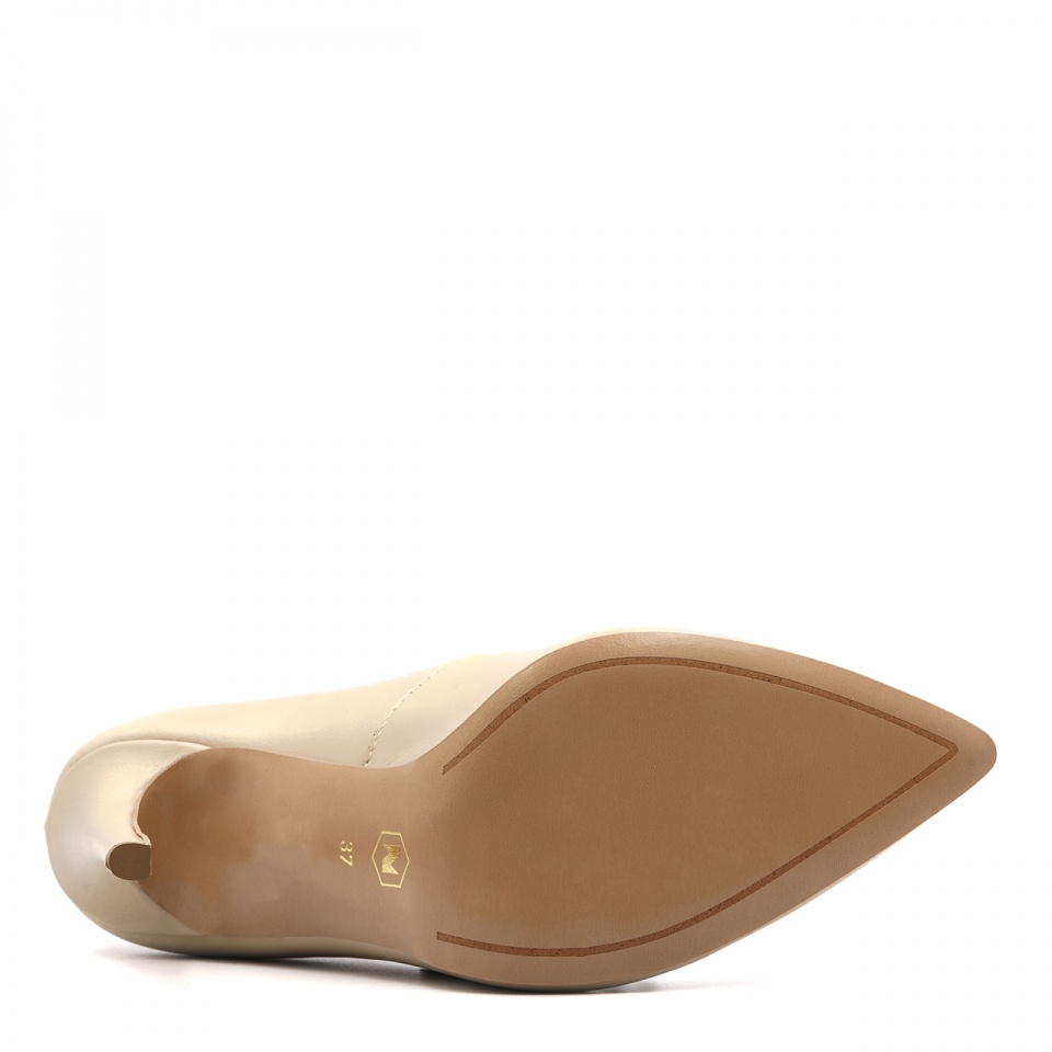 Beżowe skórzane wysokie szpilki 101W