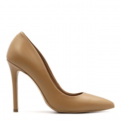 Karmelowe skórzane wysokie szpilki 101W