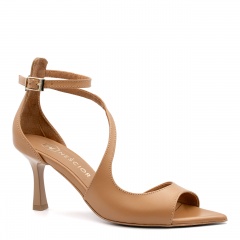 Karmelowe skórzane sandały w szpic 299B