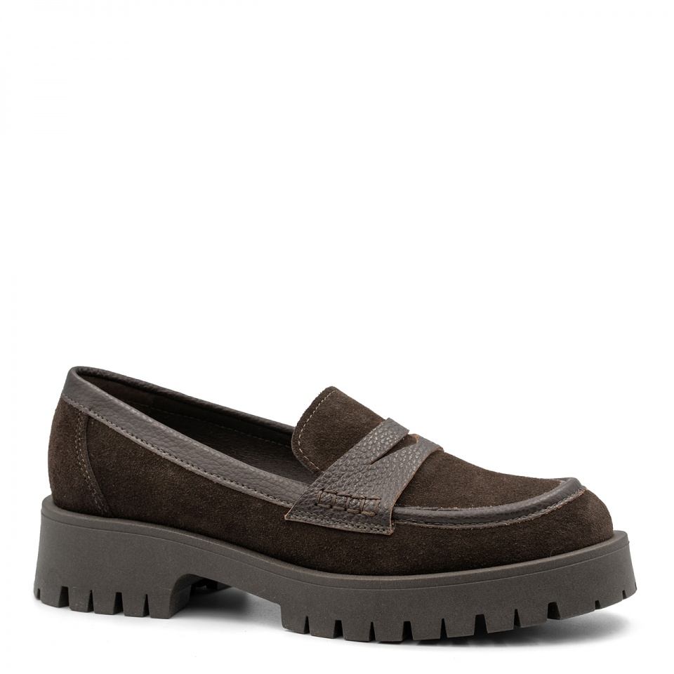 Brązowe półbuty na grubym spodzie 241N