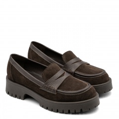 Brązowe półbuty na grubym spodzie 241N